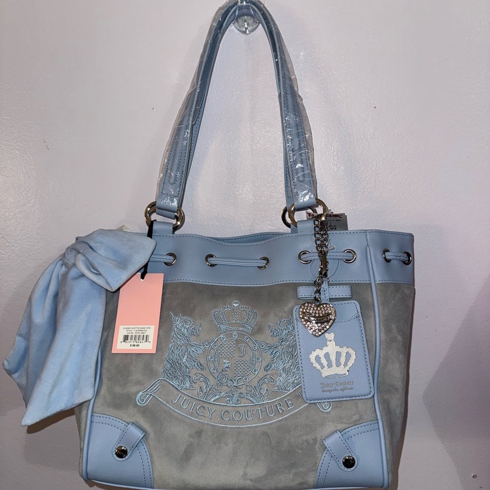 Juicy Couture classic Scottie dogs tote 
Dove Grey